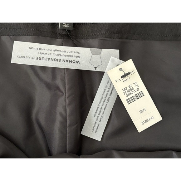 Talbots NWT 18W Silk Wool Blend Tapered Black Dress Pants Notched Hem - Picture 7 of 15
